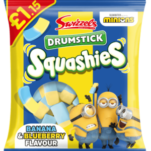 Swizzels Drumstick Squashies Minions Banana & Blueberry Flavor 110g Pack - Priced at £1.15