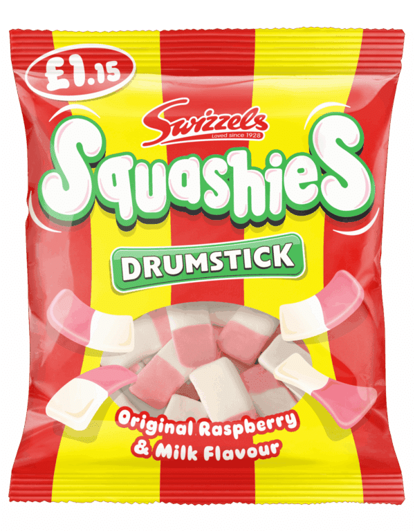 Swizzels Drumstick Squashies Raspberry & Milk Flavor 120g - Priced at £1.15