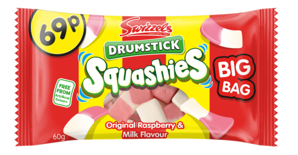 Swizzels Drumstick Squashies Raspberry & Milk Flavor 60g - Priced at 69p