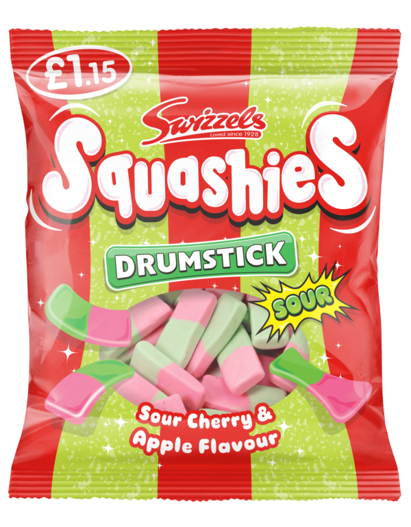 Swizzels Drumstick Squashies Sour Cherry & Apple Flavor 120g Priced at £1.15