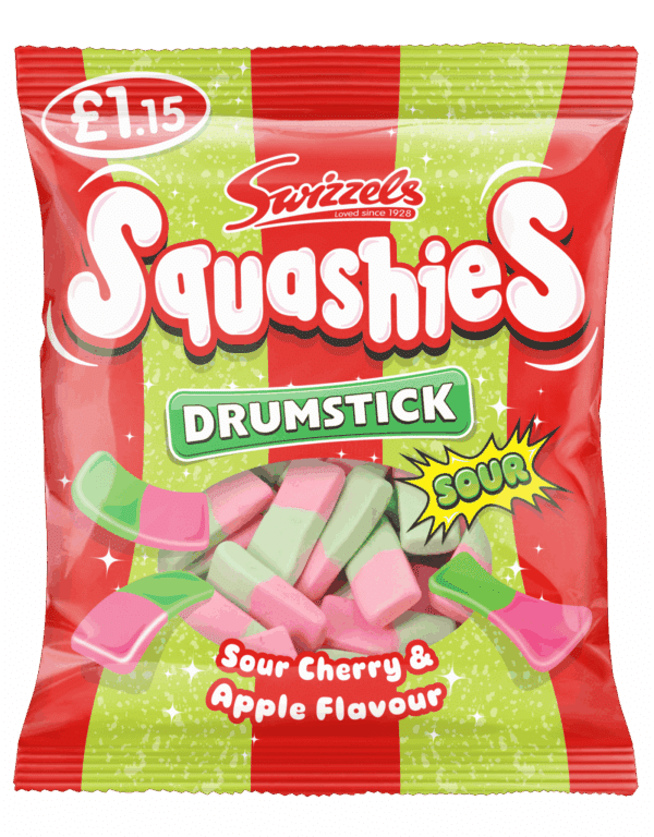 Swizzels Drumstick Squashies Sour Cherry & Apple Flavor 120g Priced at £1.15