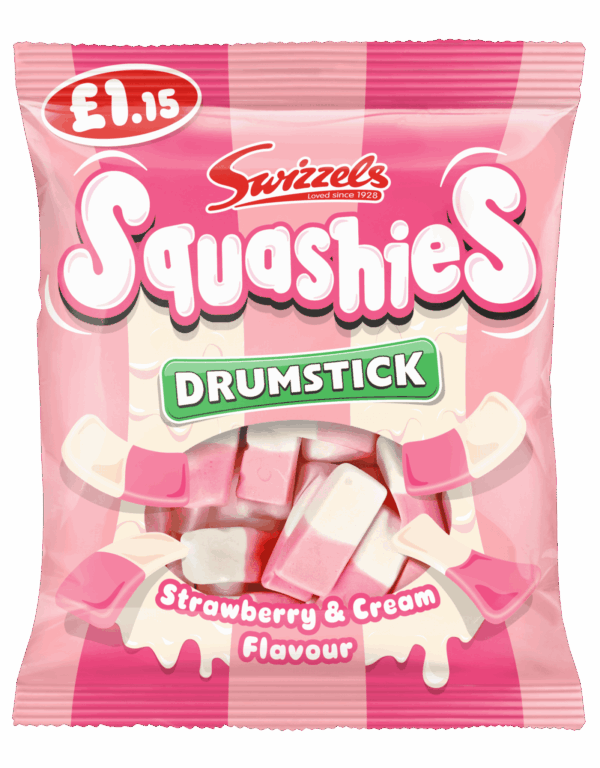 Swizzels Drumstick Squashies Strawberry & Cream Flavor 120g £1.15 Price Marked Pack