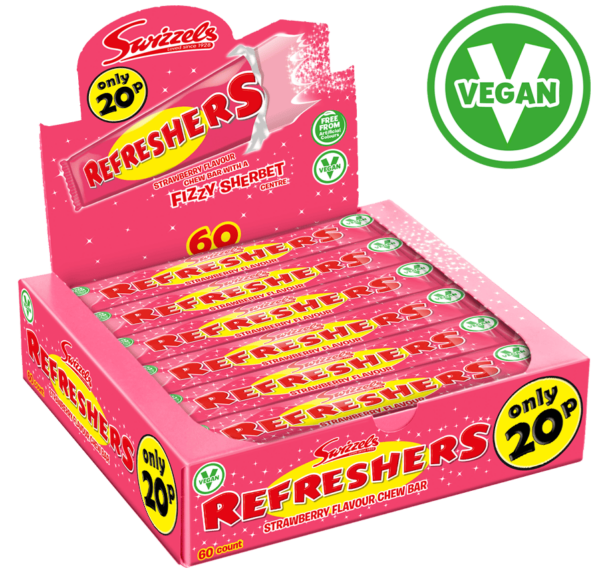 Swizzels Strawberry Flavor Refreshers Chew Bar 18g 20p Price Marked Pack