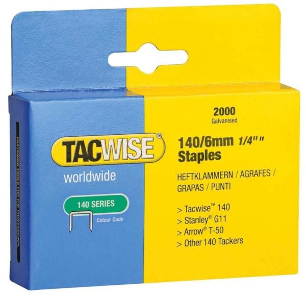 TACWISE 140/6MM Galvanized Staples, Pack of 2000