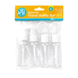 TAKE A TRIP Assorted Clear Travel Bottle Set, Pack of 6