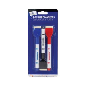 TALLON 3-PACK DRY-WIPE WHITEBOARD MARKERS WITH MAGNETIC ERASER