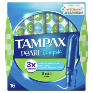 Tampax Compak Pearl Super Tampons, Pack of 16