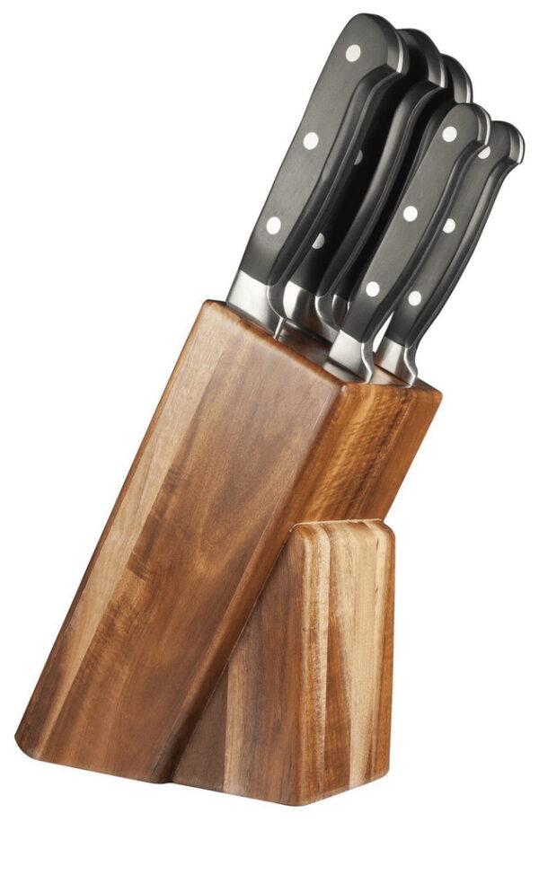 TAYLOR'S EYE WITNESS 5-PIECE KNIFE BLOCK SET WITH ACACIA WOOD