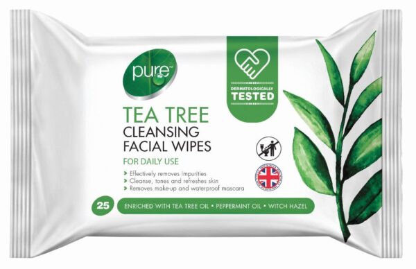 Tea Tree Cleansing Facial Wipes – Pack of 25
