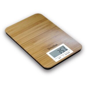 TERRAILLON 14749 Eco-Friendly Glass and Bamboo Kitchen Scale, Capacity up to 5kg