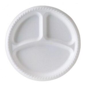 The "10'' Disposable White Plastic Divider Plate Pack of 8 THL2443" refers to a set of eight disposable plates, each with a diameter of 10 inches. These plates are made from...