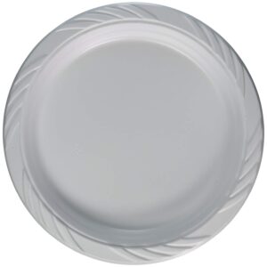 The "10'' Disposable White Plastic Plate Pack of 8 THL2462" refers to a set of eight disposable plastic plates, each with a diameter of 10 inches. These plates are likely...