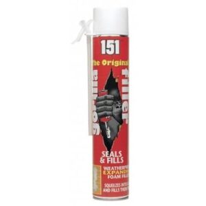 The "151 Gorilla Filler 750ml" likely refers to a type of expanding foam sealant or adhesive. Gorilla is a well-known brand that produces a variety of adhesive products,...