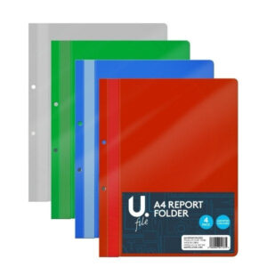 The "4 Pack Assorted Colour Plastic Report Folder For A4 Documents P2748" is a set of folders designed to hold A4-sized documents. These folders are made from plastic and come...