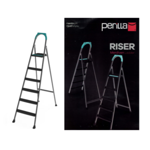 The "5 + 1 Perilla Riser Metal Indoor Outdoor Step Ladder 51305" appears to be a step ladder designed for use both indoors and outdoors. It likely features five main steps plus...