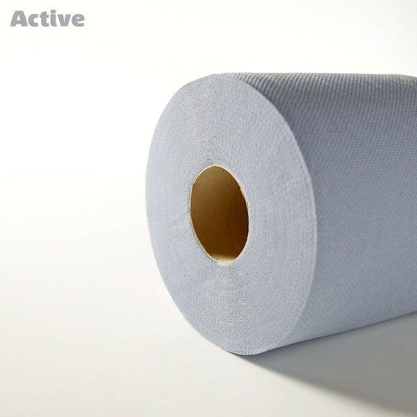 The "Active Blue Value Centrefeed Paper Tissue 6 Roll Pack - Case of 2" likely refers to a bulk purchase of paper tissue rolls designed for use in various settings, such as...