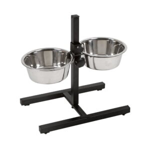 The Adjustable Pets Cats/Dogs Dinner Stand Tray Large 2QT ST3327 / EV-1015 is a feeding accessory designed for pets, specifically cats and dogs. It features an adjustable stand...