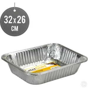 The Aluminium Foil Roasting Tray is a practical kitchen item designed for roasting and baking. With dimensions of 32 x 26 x 6.2 cm, this tray is suitable for preparing a variety...