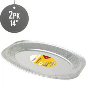 The "Aluminium Oval Foil Platter 14" 2 Pack ST80789" refers to a product consisting of two oval-shaped platters made from aluminum foil. Each platter measures 14 inches in...