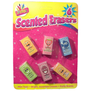 The "Artbox Fruity Scented Erasers 6 Pack - Case of 12" likely refers to a bulk purchase option for a set of erasers. Each pack contains six erasers that are scented with fruity...