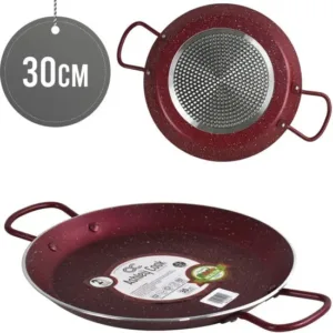 The ASHLEY Non Stick Paella Pan, model STB0043 STK30-RED, is a 30cm cooking pan designed for making paella and other similar dishes. It features a non-stick surface, which helps...