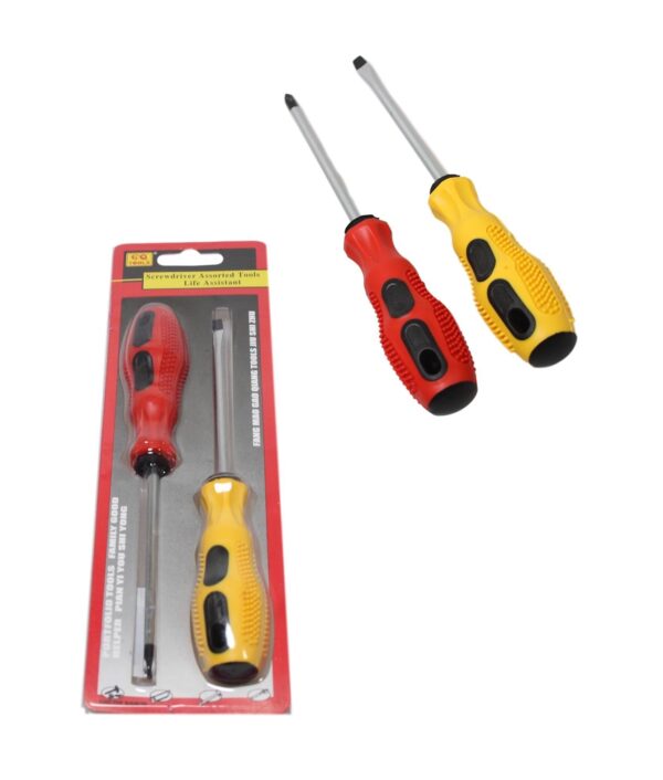 The Assorted 2 Type Screwdriver Set you're referring to likely includes both a slotted (flathead) and a cross slot (Phillips) screwdriver. These sets are commonly used for...