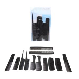 The Black Plastic Hairdresser Barber Salon Comb Set consists of 12 assorted combs, model number 6017. This set is designed for professional use in salons and barbershops,...