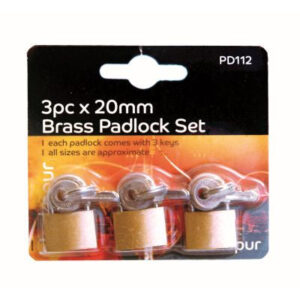 The Blackspur Luggage Brass Padlock Set includes three 20mm padlocks, which are ideal for securing luggage, bags, and small items. These padlocks are made of brass, offering...