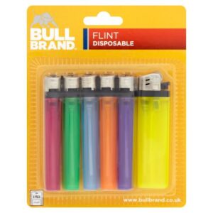 The Bull Flint Disposable Lighters 6 Pack typically includes six individual lighters that are designed for convenience and ease of use. These lighters are equipped with a flint...