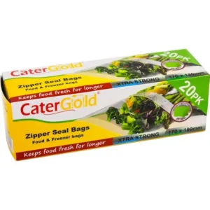 The CaterGold Freezer Zipper Seal Bags are designed to keep your food items fresh and protected in the freezer. Each bag measures 170 x 190mm, providing ample space for storage....