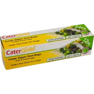 The CaterGold Freezer Zipper Seal Bags measuring 220 x 220mm are available in a pack of 12, identified by the product code ST81705. These bags are designed for freezer use,...