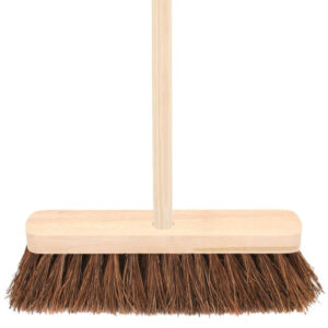 The Charles Bentley Bassine Broom with a 9.5" head and wooden handle is a traditional cleaning tool designed for sweeping tasks. The broom is likely made with natural bassine...