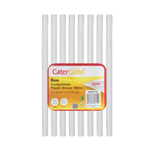 The Compostable Plastic Straw 6 x 190mm Pack of 50 in Assorted Colours (ST81715) is a product designed to provide an eco-friendly alternative to traditional plastic straws....