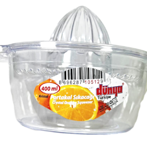 The "Crystal Orange Citrus Fruit Squeezer 400ml 105129" appears to be a kitchen tool designed for extracting juice from citrus fruits like oranges, lemons, and limes. It likely...