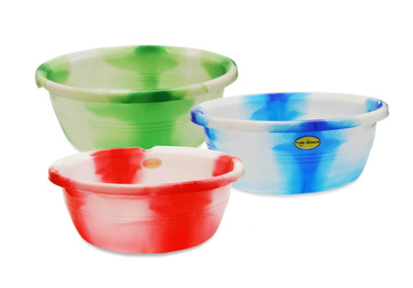 The DC Plastic Washing Bowl Basin Tub is a versatile household item featuring a tie-dye design. It measures 14 inches in diameter, making it ideal for various uses such as...