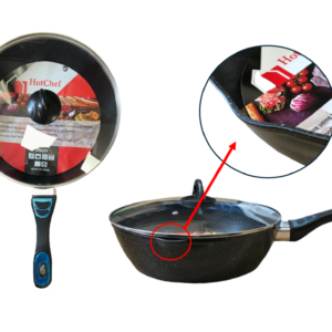 The description seems to be for a frying pan that measures 28 cm in diameter. It features a deep base, which is useful for cooking larger quantities of food or dishes that...