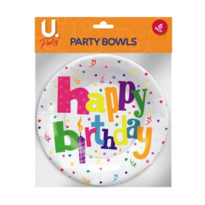 The "Disposable Paper Happy Birthday Party Bowls 6.5" Pack of 6 P2707" are likely designed for birthday celebrations. These bowls are disposable and made from paper, making them...