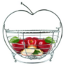 The Durable Chrome Metal Swinging Fruit Basket with an Apples Design is a decorative and functional piece for your kitchen or dining area. Its dimensions are 25 x 30.5 x 27 cm....