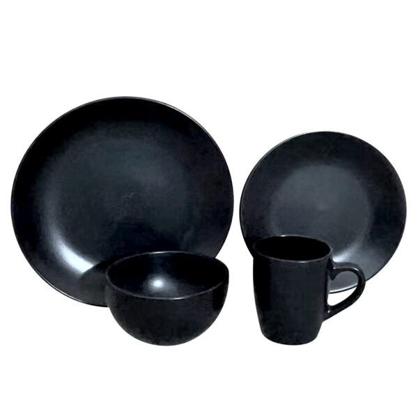 The Durane Dinner Set 16-piece collection in black, model number 10211, typically includes a combination of plates, bowls, and mugs. This set is often designed to accommodate...