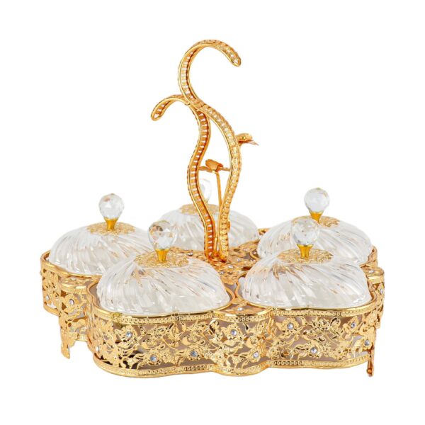 The Durane Metal/Plastic Ornate Party Serving Tray in Gold, model E0757-C, is a stylish and decorative accessory for serving at parties or gatherings. The tray is square-shaped...