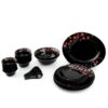 The Durane Opal Glass Dinner Set, model 10721 A, is a 33-piece set featuring a stylish frilled black design. This set is likely intended for serving meals in a coordinated and...