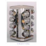 The Durane Revolving Spice Rack with 16 Jars, model number 10514, is a kitchen accessory designed to organize and store spices efficiently. It features a square design and...