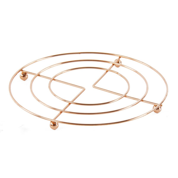 The Durane Round Chrome Pan Coaster Trivet in Copper Color is a kitchen accessory designed to protect surfaces from heat damage caused by hot pots and pans. It measures 18 cm in...