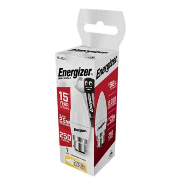 The Energizer LED Candle 250Lm Opal B22 Warm White is a lighting product that provides a warm white light, ideal for creating a cozy and inviting atmosphere. Each bulb in the...