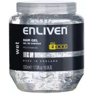 The Enliven Wet Hold Clear Hair Gel is a styling product designed to provide a strong, long-lasting hold for your hair while maintaining a wet look. It comes in a 500ml...