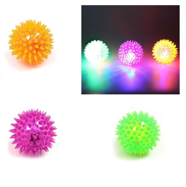 The Flashing Light Up Sound & LED Spikey Ball is a fun and interactive toy available in assorted colors. This product features LED lights that flash and emit sound when...