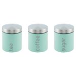 The "Gems Airtight Food Canister Set 3 Piece Seafoam 10 x 12 cm 9542" is a set of three canisters designed for food storage. These canisters are likely made to keep food fresh...