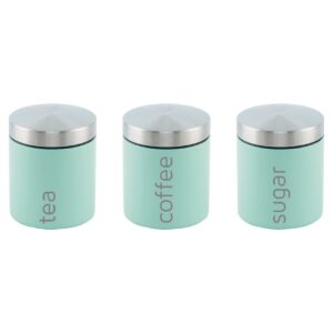 The "Gems Airtight Food Canister Set 3 Piece Seafoam 10 x 12 cm 9542" is a set of three canisters designed for food storage. These canisters are likely made to keep food fresh...