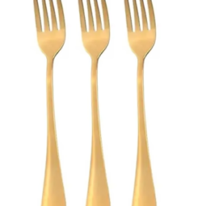 The "Gold Coloured Metal Forks Pack of 3" is a set of utensils, each measuring 20 cm in length. The product code for this item is 7029, and it is typically shipped using a...