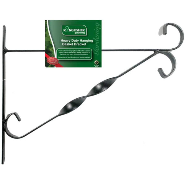 The Green Jem Hanging Basket Wall Bracket in black is designed to support hanging baskets and is 12 inches in size. This wall bracket can be mounted on an exterior wall or any...